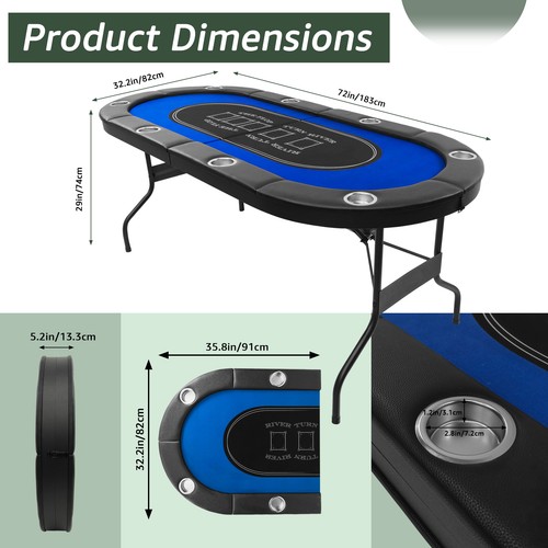 Foldable poker game table - 72",