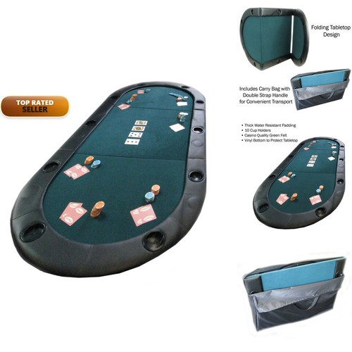 Foldable poker table top green - foldable,